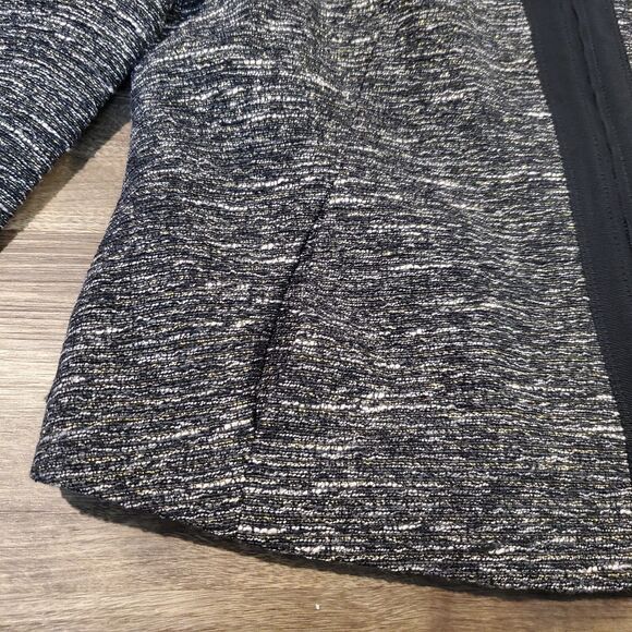 NWT $90 Gap Women's Medium Gray Black Metallic Full Zip Blazer Jacket Pockets - Picture 2 of 10